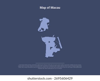  Mapa de Macau, minimalista vetor silhueta em azul suave sobre fundo escuro