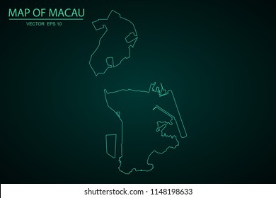 Map of Macau,Green map on dark background of map of Macau symbol for your web site design map. Vector illustration eps 10.