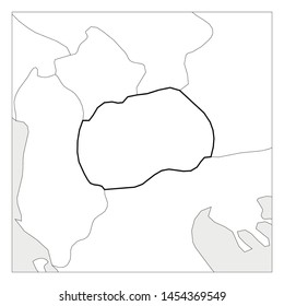 Map of Macedonia black thick outline highlighted with neighbor countries.