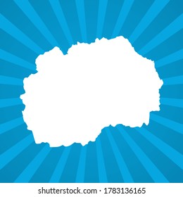 Mapa del vector de arte pop de historietas azules de Macedonia.
