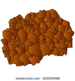 Map of Macedonia- Map of the city and each border separately. Brown Gold. Vector Illustration eps. 10    