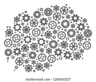 Map of Macedonia designed with gray gear symbols. Vector abstract collage of map of Macedonia with industry symbols. Engineering flat design for industry applications.