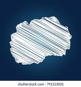 Map of Macedonia, Drawing map on blackboard of Macedonia. drawn on chalkboard with scribbled map of Macedonia can be use for education. vector illustration.