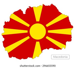 Map of Macedonia with an official flag. Illustration on white background