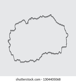 Map of Macedonia with shadow on gray background.eps10 