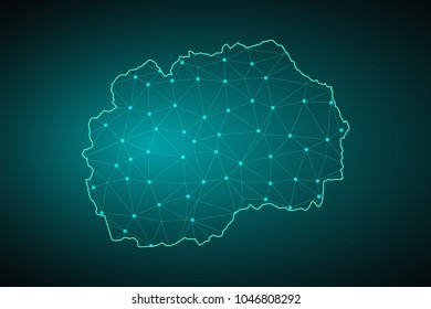 Map of Macedonia. Wire frame 3D mesh polygonal network line, design sphere, dot and structure. communications map of Macedonia. Vector Illustration EPS10.