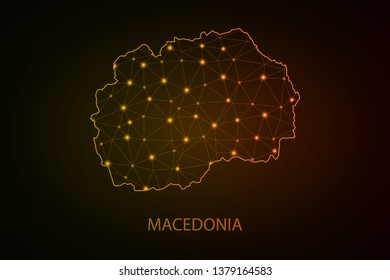 Map of Macedonia. Wire frame 3D mesh polygonal network line, design sphere, dot and structure. communications map of Macedonia. Vector Illustration EPS10. - Vector - Vector