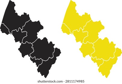 Map of macerata province, italy, with internal borders