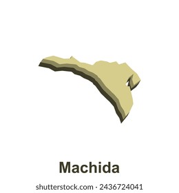 Map of Machida simple vector illustration on white background