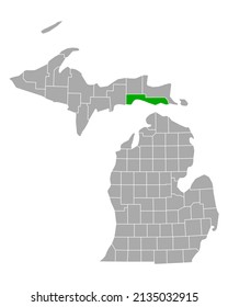 Map of Mackinac in Michigan on white