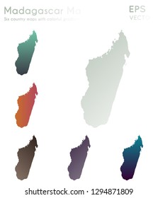 Map of Madagascar with beautiful gradients. Alive set of Madagascar maps. Powerful vector illustration.