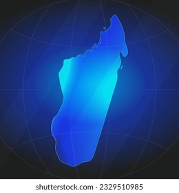 Karte von Madagaskar in blauer Farbe. Vorlage für Website, Jahresbericht, Nachrichten, Infografiken. Vektorgrafik 
