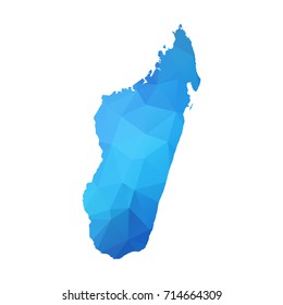 Map of Madagascar - Blue Geometric Rumpled Triangular , Polygonal Design For Your . Vector illustration eps 10.