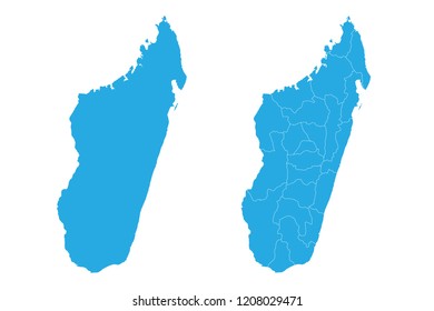Map - Madagascar Couple Set , Map of Madagascar,Vector illustration eps 10.