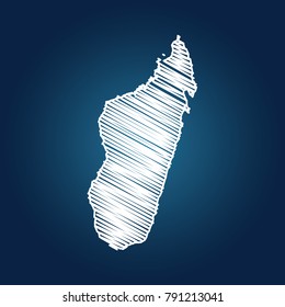 Map of Madagascar, Drawing map on blackboard of Madagascar. drawn on chalkboard with scribbled map of Madagascar can be use for education. vector illustration.