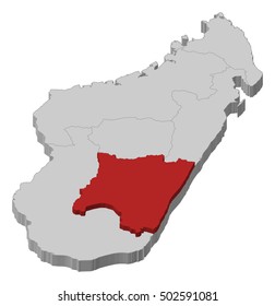 Map - Madagascar, Fianarantsoa - 3D-Illustration