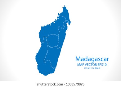 Map of Madagascar - High detailed blue map on white background. Abstract design vector illustration Eps 10