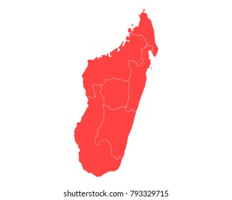 Map of Madagascar - High detailed red map on white background. Abstract design vector illustration eps 10.