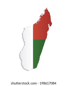 map of Madagascar with the image of the national flag
