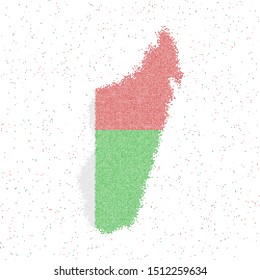 Map of Madagascar. Mosaic style map with flag of Madagascar. Vector illustration.