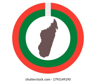 Map of Madagascar on background with flag