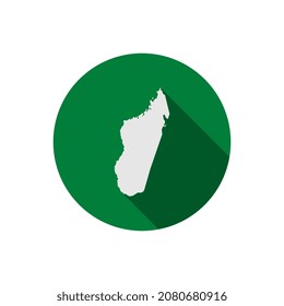 Map of Madagascar on green circle with long shadow