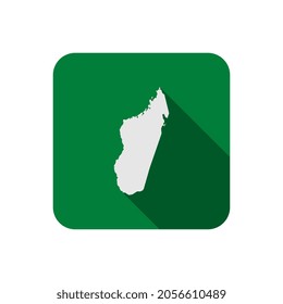 Map of Madagascar on green square with long shadow