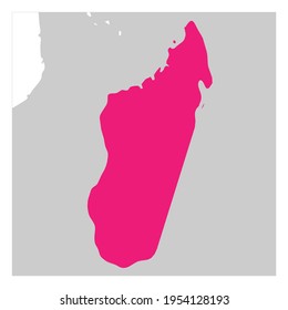 Mapa de Madagascar rosado resaltado con países vecinos