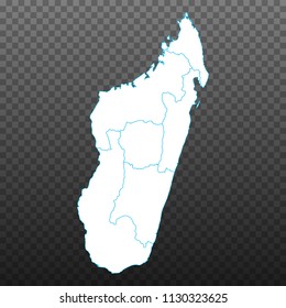 Map of Madagascar. Vector illustration on transparent background. Items are placed on separate layers and editable. Vector illustration eps 10.