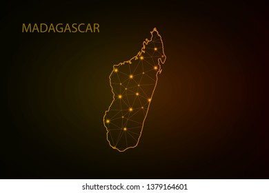 Map of Madagascar. Wire frame 3D mesh polygonal network line, design sphere, dot and structure. communications map of Madagascar. Vector Illustration EPS10. - Vector - Vector