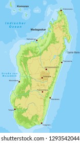 Map of Madagascar (with german inscription)