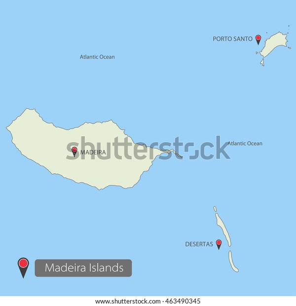 Map Madeira Islands Portugal Stock Vector Royalty Free