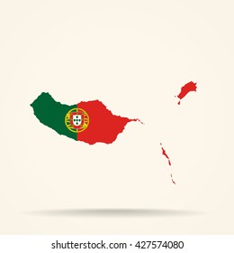 Map of Madeira in Portugal flag colors
