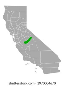 Map of Madera in California on white