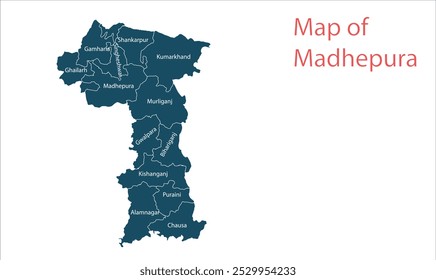 Map of Madhepura district, Madhepura District, Bihar State, Republic of India, Government of Bihar, Indian territory, Eastern India, politics, village, tourism