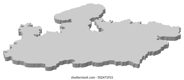 Map - Madhya Pradesh (India) - 3D-Illustration