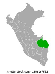 Map of Madre de Dios in Peru on white