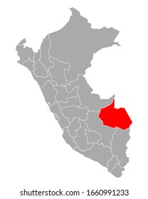 Map of Madre de Dios in Peru on white