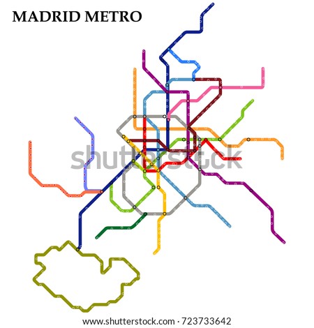 Map of the Madrid metro, Subway, Template of city transportation scheme for underground road. Vector illustration