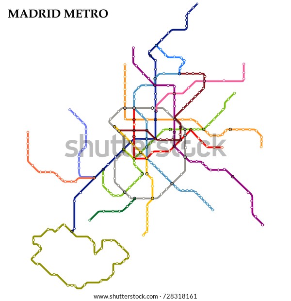 Map Madrid Metro Subway Template City Stock Vector Royalty Free