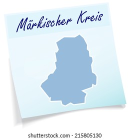 Map of Maerkischer-Kreis as sticky note in blue