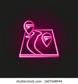 map, mafia, gun neon style icon. Simple thin line, outline vector of mafia icons for ui and ux, website or mobile application
