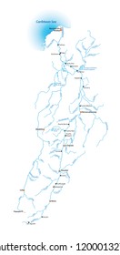 Map of the Magdalena River, longest river in Colombia