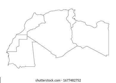 Map of Maghreb countries - Northwest Africa states. Vector illustration.