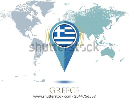 map with magnified GREECE, map of my current position,  map vector illustration . GREECE state flag.  pin GREECE flag vector, map pointer icon isolated on white background.eps
