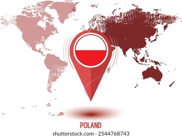 map with magnified POLAND, map of my current position , Map pin POLAND flag vector, pointer icon isolated on white background POLAND state flag. map vector illustration.eps