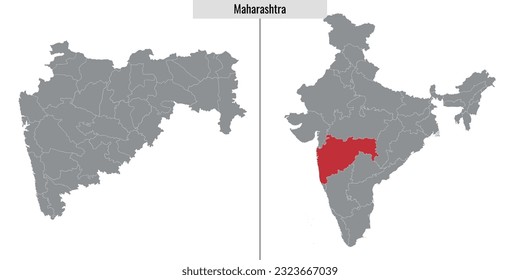 map of Maharashtra state of India and location on Indian map