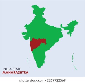 Map of Maharashtra, Maharashtra state location in Indian Map, Solid map of India With State Map Maharashtra.