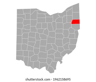 Map of Mahoning in Ohio on white