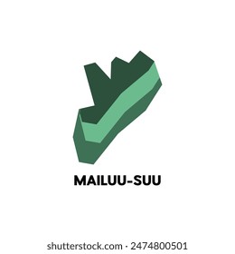 Map Of Mailuu Suu City Modern Simple Geometric, illustration vector design template